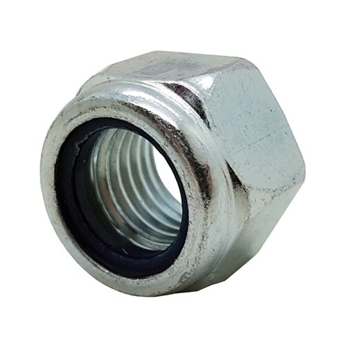 S&P Supplies M12 X 1.25mm Fine Pitch Nyloc Nut – BZP Zinc Plated, Grade 6, Hex (12mm X 1.25P)