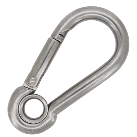Stainless Steel Carbine Hook with Eyelet AISI 316 10mm x 100mm