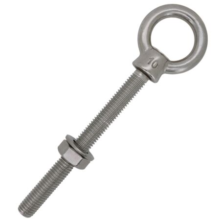 10mm x 100mm stainless long shank eye bolt