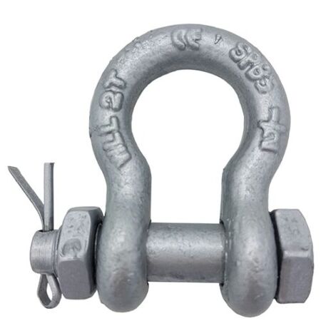 Galvanised Steel US Federal RR-C-271 Bow Shackles - Safety Pin