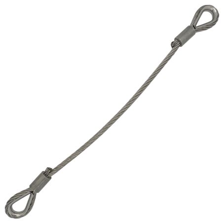 350kgs WLL 6mm Stainless Steel Wire Rope Sling - Hard Eyes 