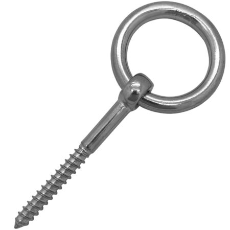 Wood screw eye bolt with ring